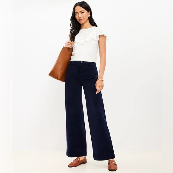 LOFT Pants - LOFT Navy Wide Leg Corduroy Pants